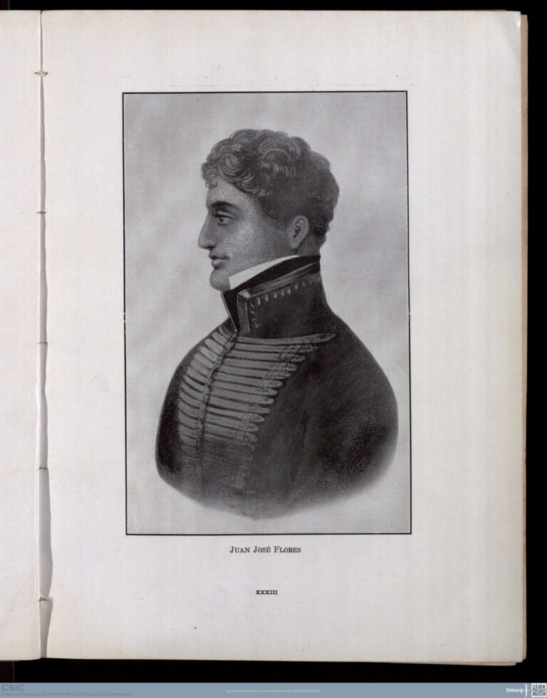 Retrato de Juan José Flores, general venezolano elegido primer presidente del Estado del Ecuador por el Congreso Constituyente de Riobamba en 1830