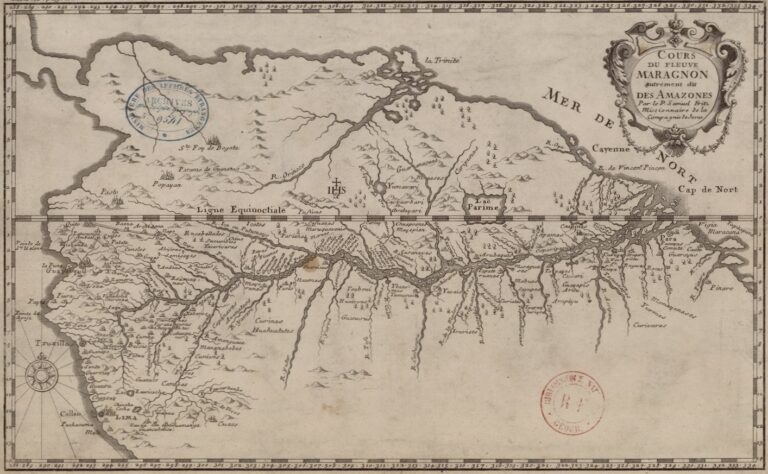 Mapa del río Marañón y sus misiones jesuitas, elaborado por el padre Samuel Fritz