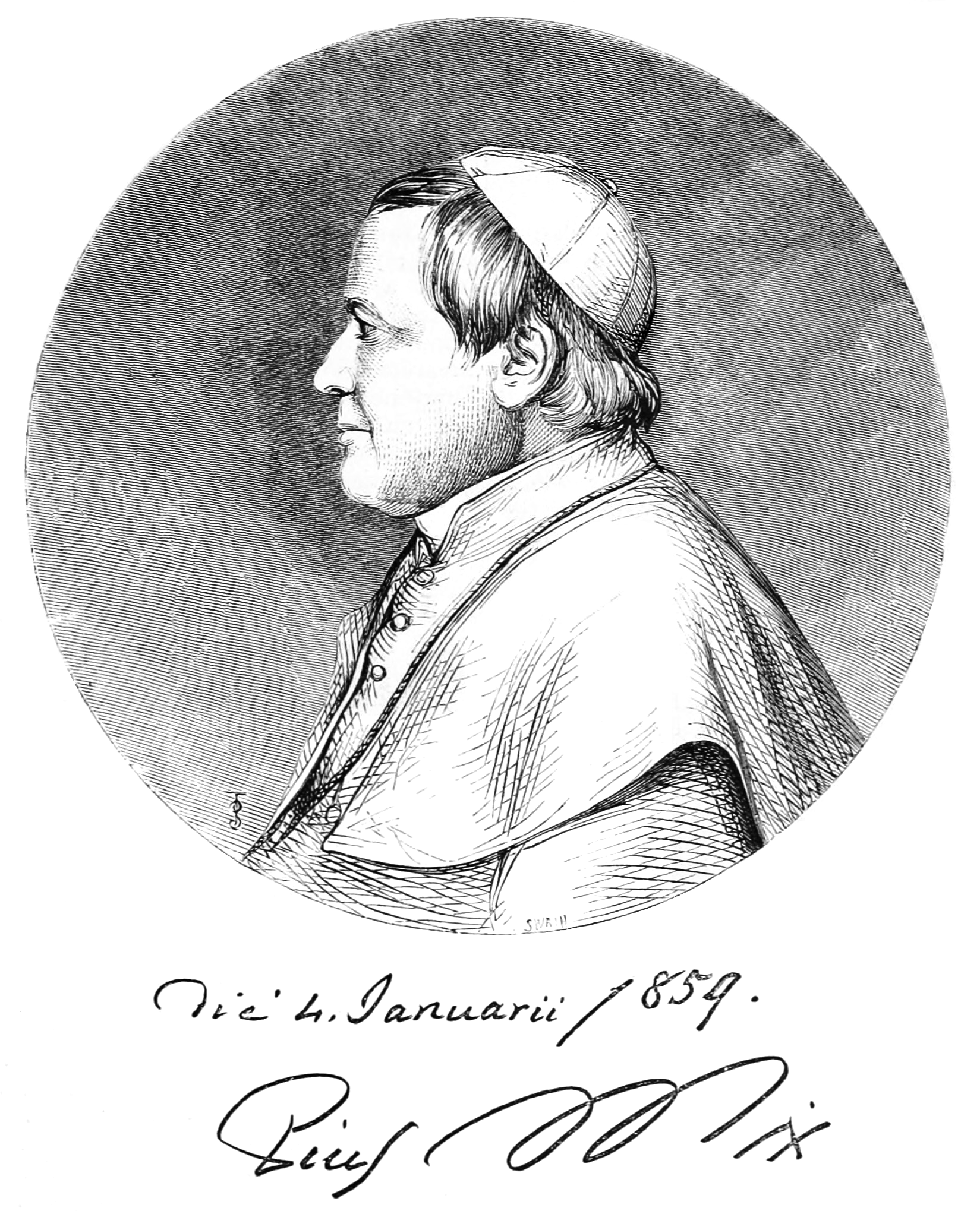 Retrato del papa Pío IX, que firmó el Concordato con el Ecuador en 1862