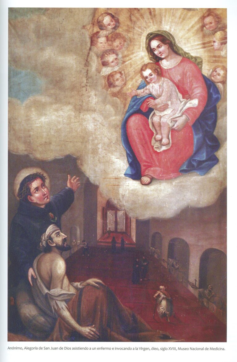 Alegoría a San Juan de Dios, patrono del hospital colonial de Quito que atendió a las víctimas de las epidemias del período virreinal