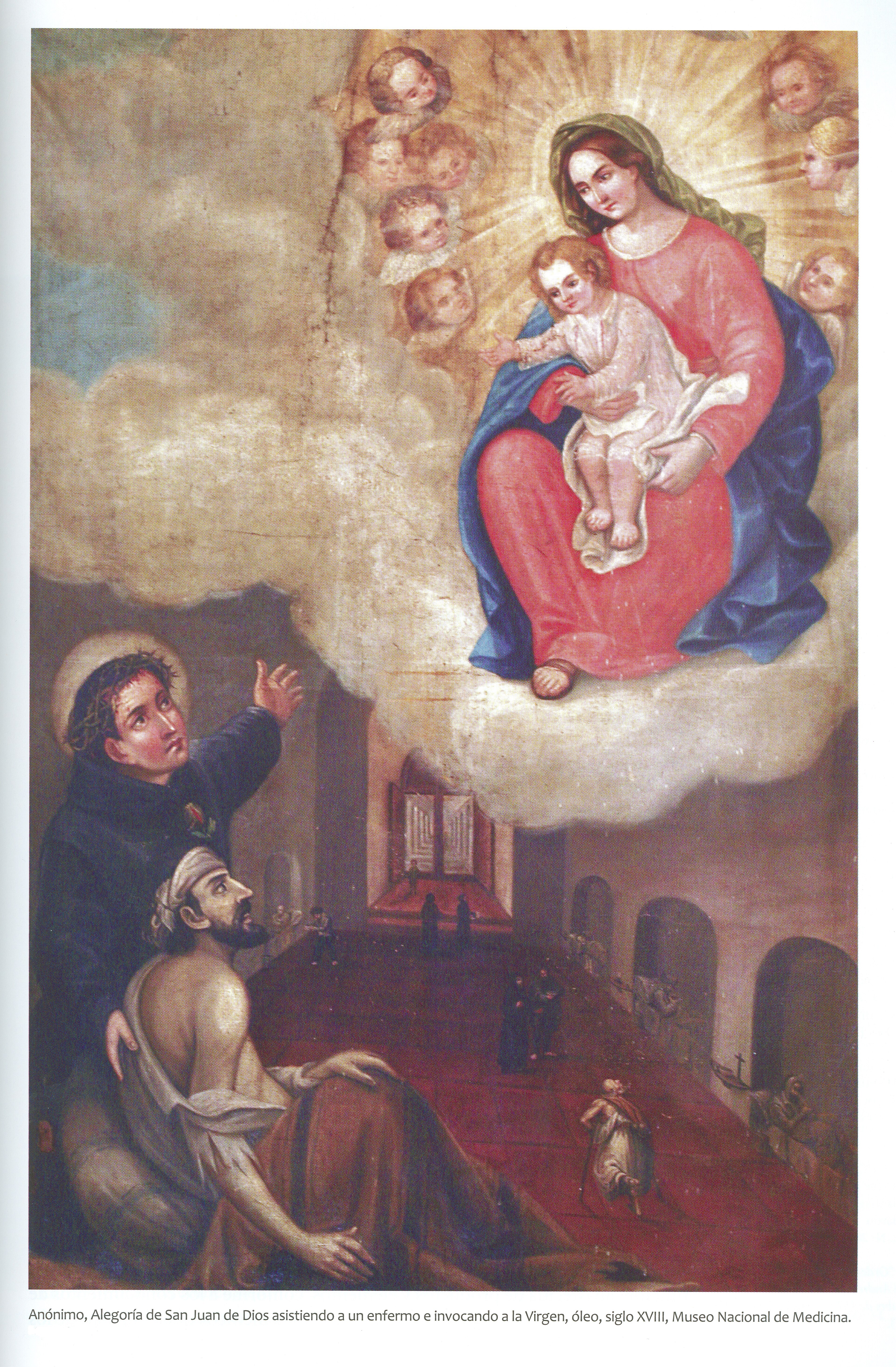 Alegoría a San Juan de Dios, patrono del hospital colonial de Quito que atendió a las víctimas de las epidemias del período virreinal