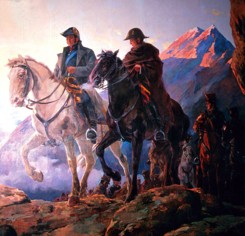 Pintura del cruce de los Andes del Ejército Libertador liderado por José de San Martín en 1817